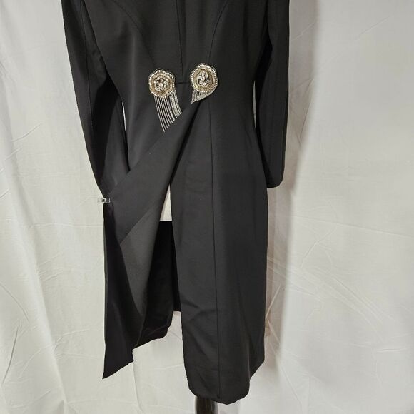 Alexander McQueen 2007 Vintage Black Wool Blend Tuxedo Style Long Coat Dress - Picture 8 of 16